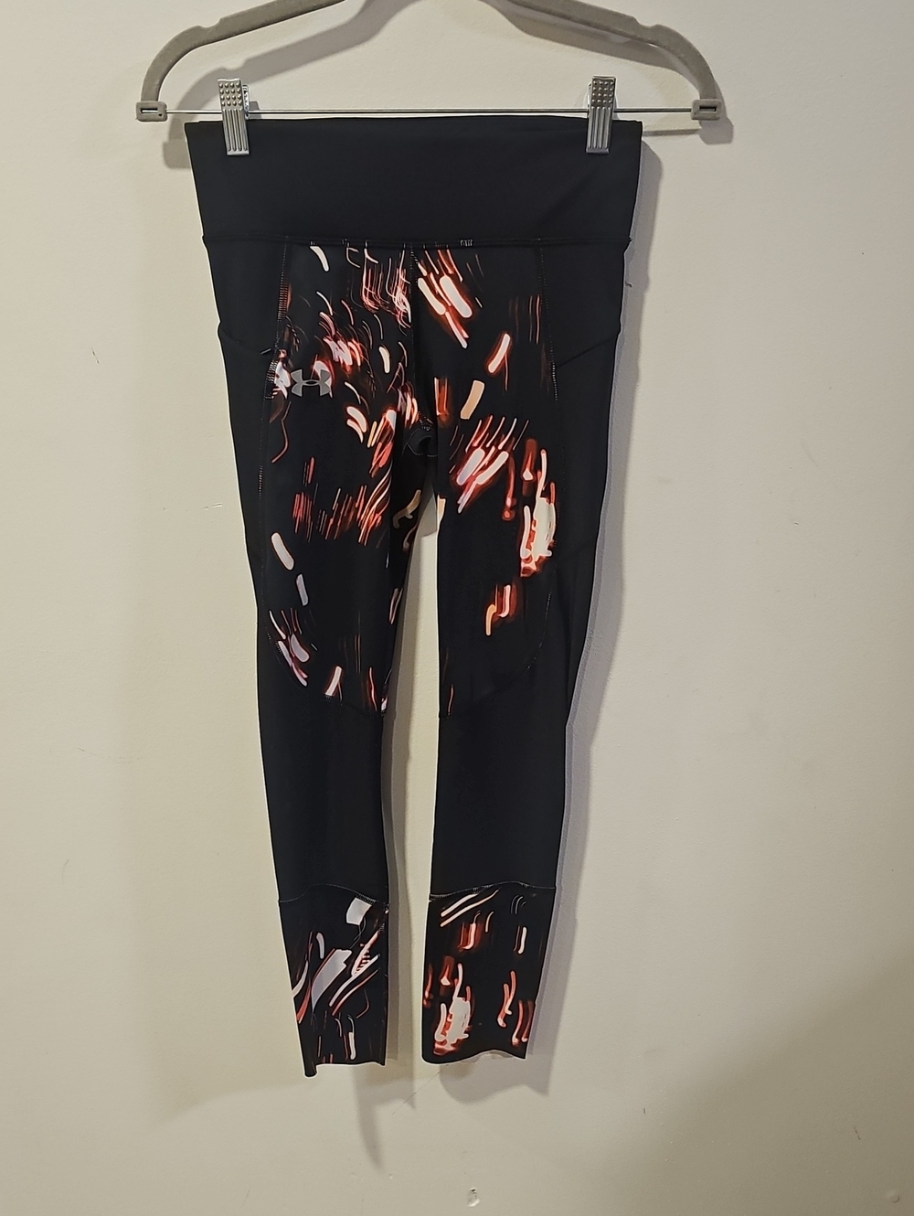 Under Armour Black Capri Leggings with Orange Accent Print